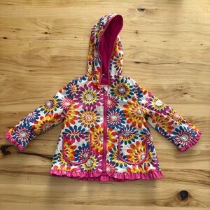 Colorful Floral Toddler Girl Rain Jacket